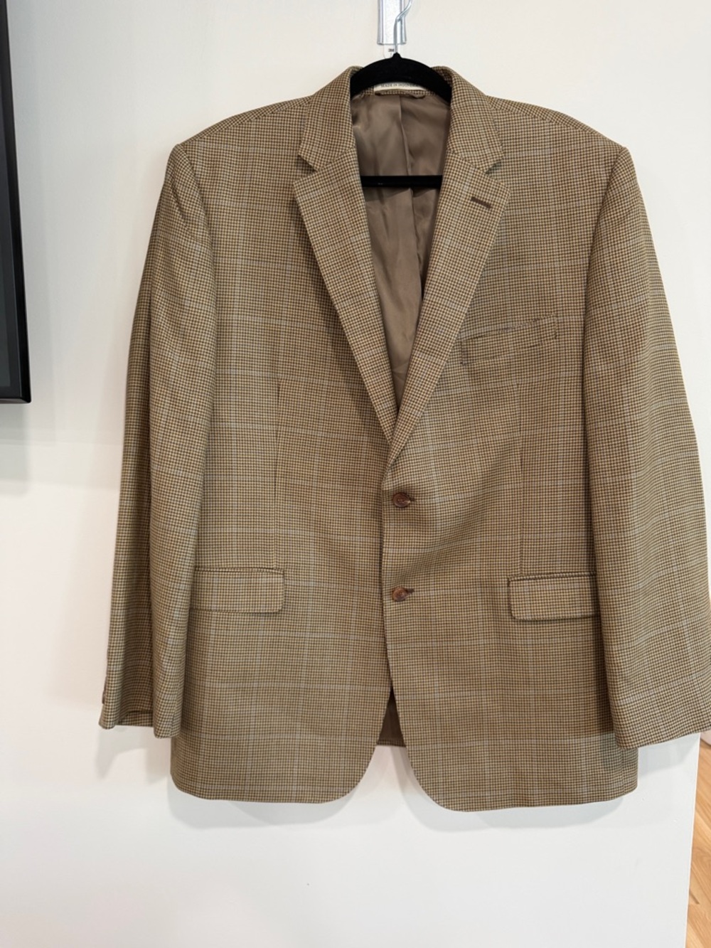 Ralph Lauren Men's Tan Brown Houndstooth Sport Coat